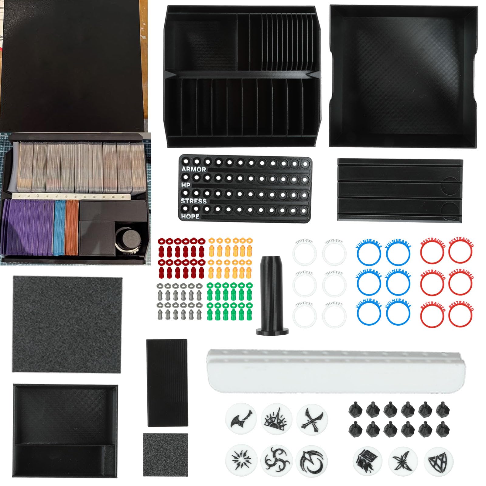 Deck Box Compatible with Daggerheart, Tabletop RPG Storage Organizer for Cards, Status Ri…