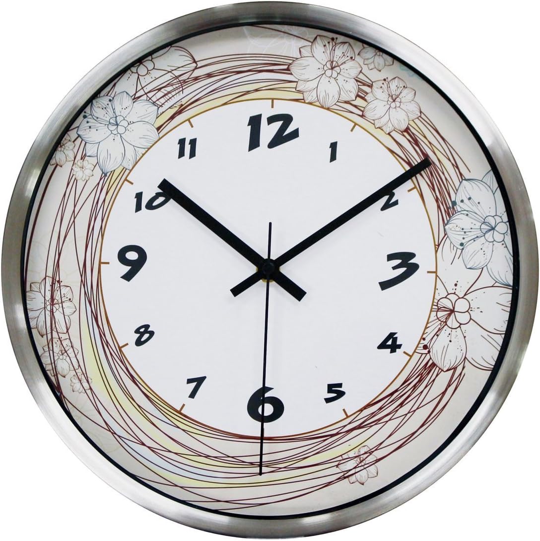 Maidin 12" Floral Non Ticking Silent Wall Clock - Flower Whirl