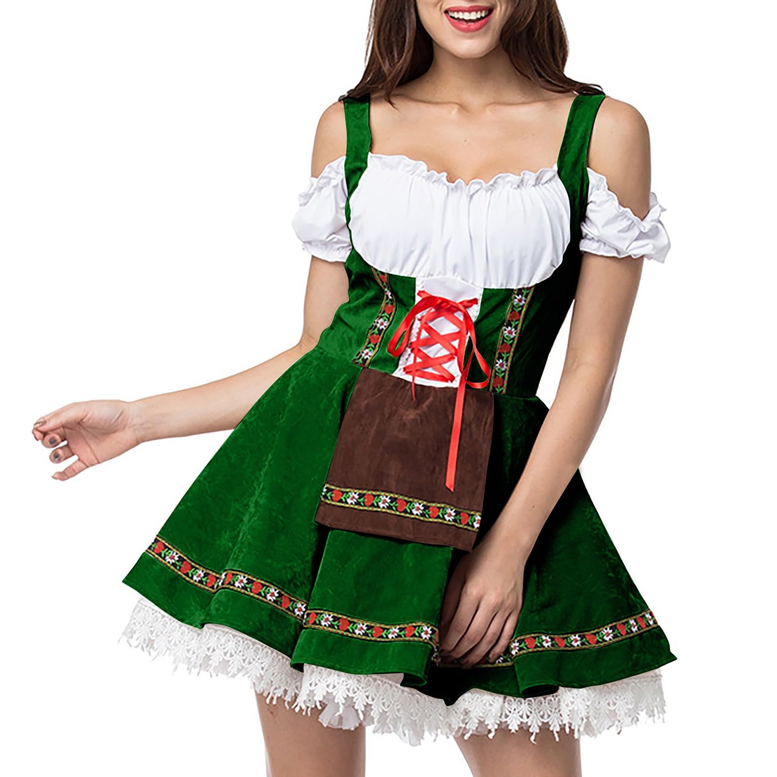 Dirndl Damen Trachten Trachtenkleid Dirndl Kleid Trachtenmode Festliches Oktoberfest Damen Outfit Trachtenrock Klassisches Vintage Dirndlkleid Wiesn Outfit Für Oktoberfest Karneval