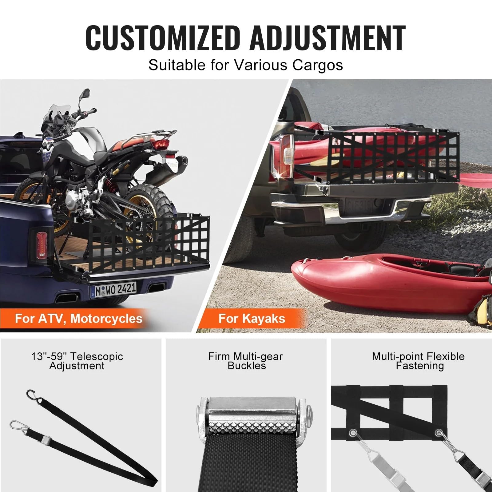 Red Maletero de Coche Universal Car Rear Trunk Net Mesh Elastic with 4 Telescopic Straps Cargo Storage Organizer For Pickup Trailer