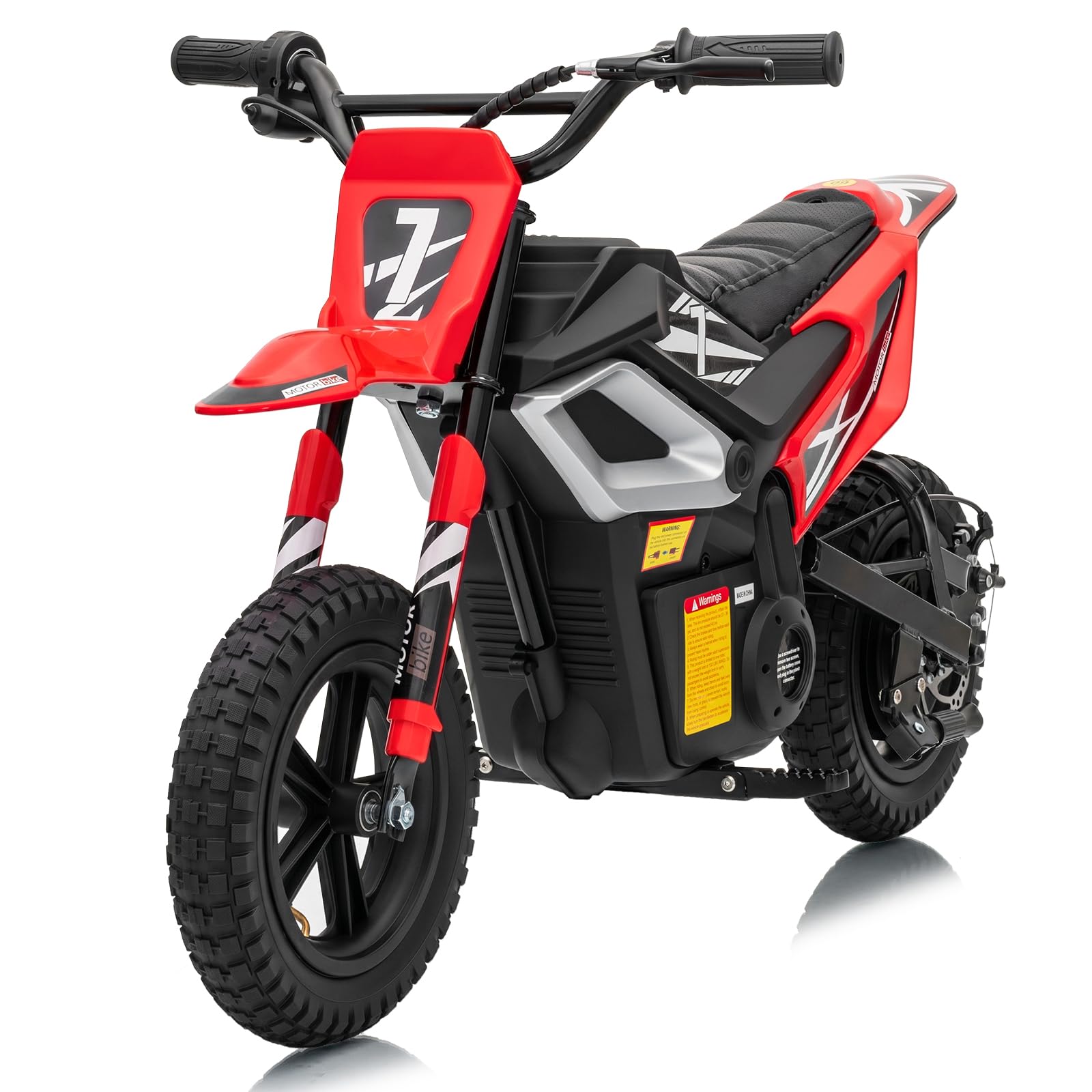 LALAHO Moto elettrica per bambini 24V 7Ah con Motore Senza Spazzole 250W, Max 22,5 km/h, Autonomia 19 KM, Pneumatico gonfiabile da 12 pollici (Rosso)