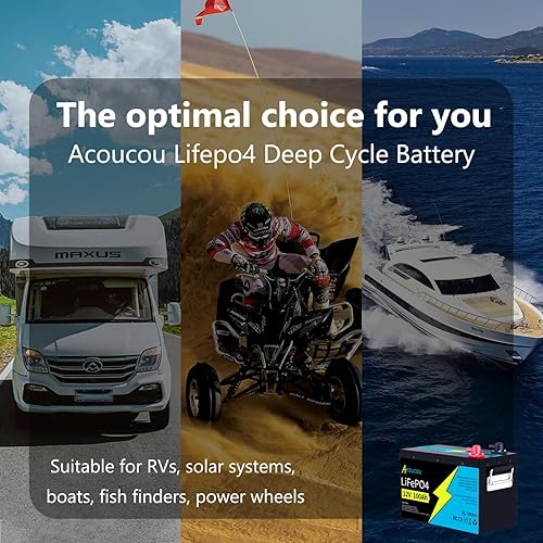 Miniatura 4 de Acoucou Maxone - Batería de litio Lifepo4 12V100AH de 10 años de vida útil con más de 8000 ciclos profundos integrados de 100 A BMS, celda de grado