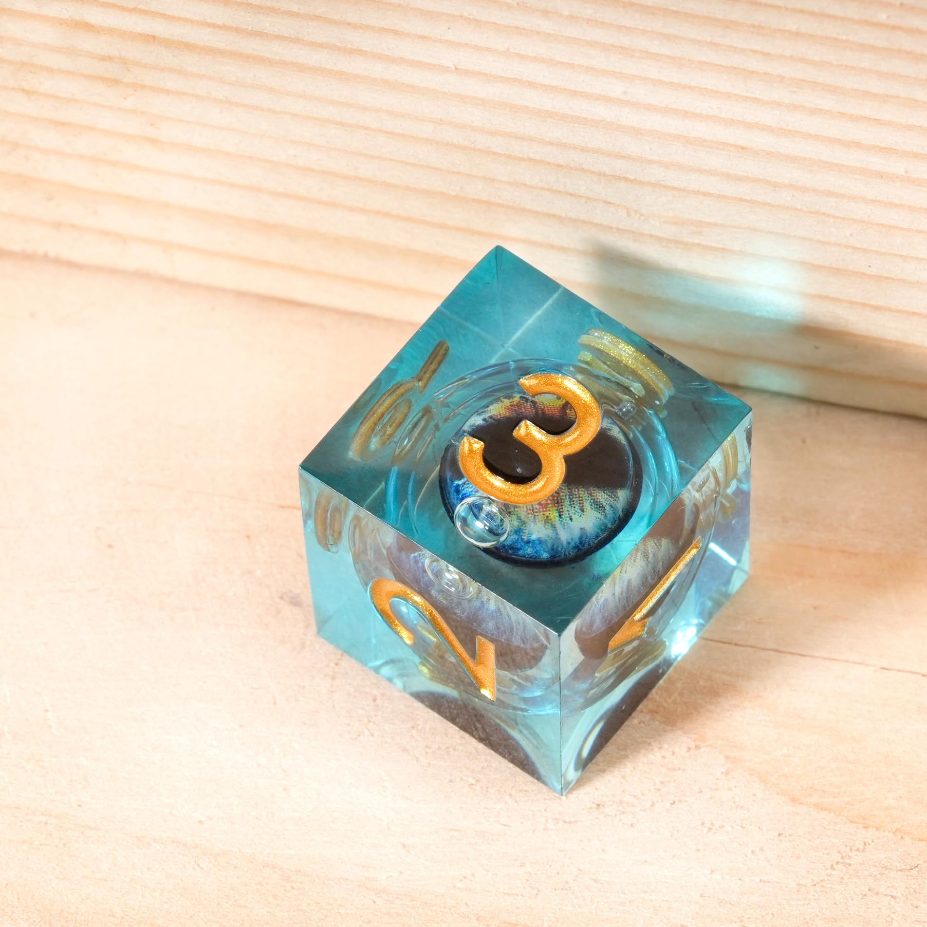 HKDZ Liquid Dragon Eye Dice Set 7 Piece with Bag and Box,Resin Polyhedral Dice for Dungeons and Dragons Tabletop RPG,Cool Dragon Design D20 D12 D10 D8 D6 D4(Blue Gold) - Image 2