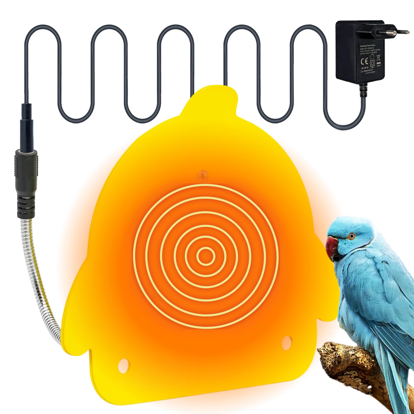 Calentador de pájaros para jaula, calefactor de pájaros con soporte de pájaros, calefacción termostática del gallinero, 12 V, calefacción para pequeños animales, loro, pollito, hámster