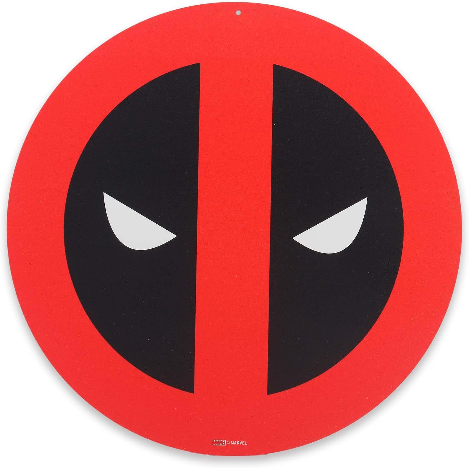 Open Road Brands Marvel Deadpool Mask Round Metal Sign - Fun Deadpool Wall Decor for Man Cave, Teen Room or Movie Room