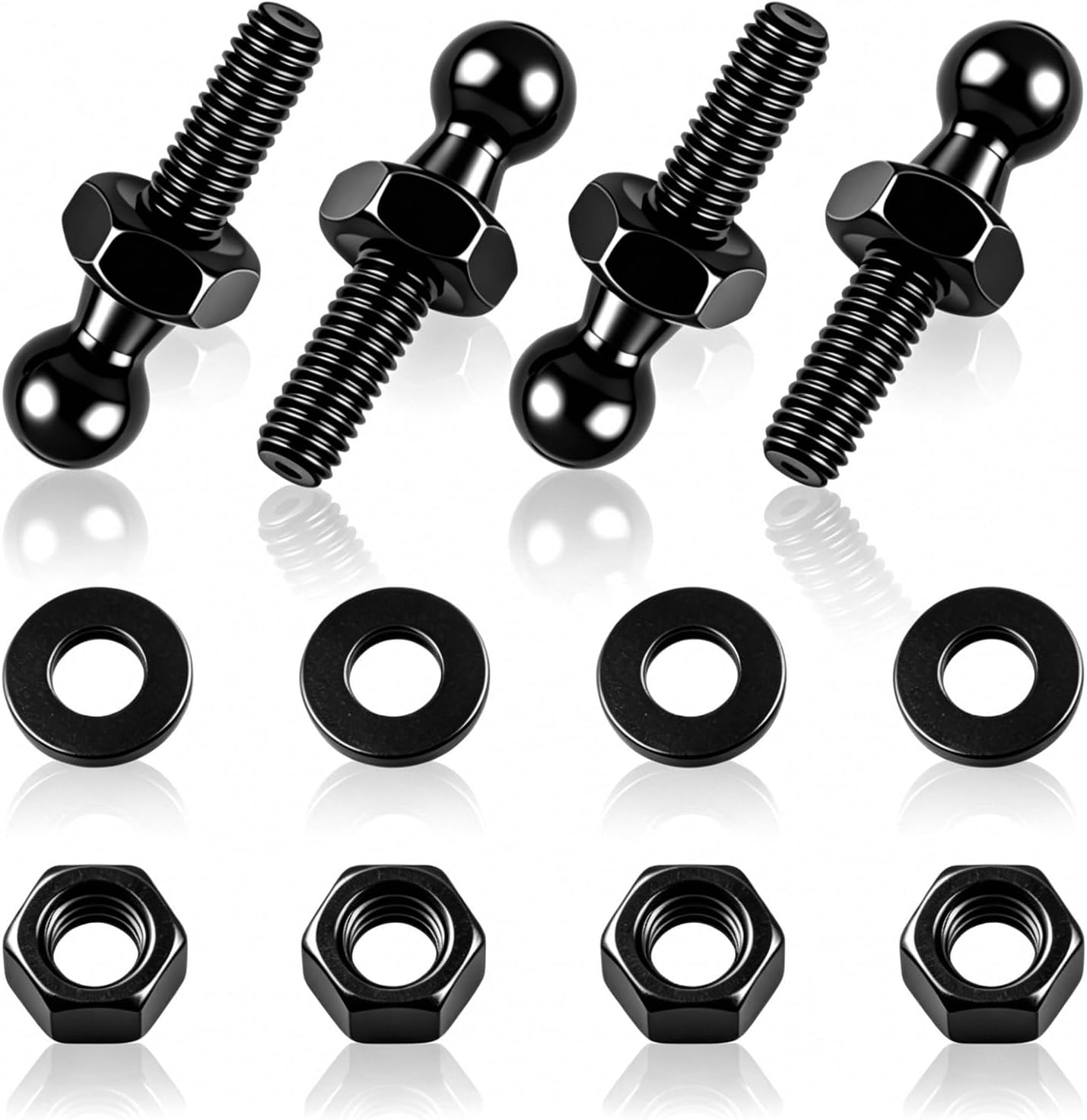 4PCS 10mm Ball Stud Kit with Hardware,M6 Gas Struts Ball Stud Kit for Gas Strut Lift Support,Universal Cars Gases Spring Strut Balls Studs Suitable for Most Cars,Trucks