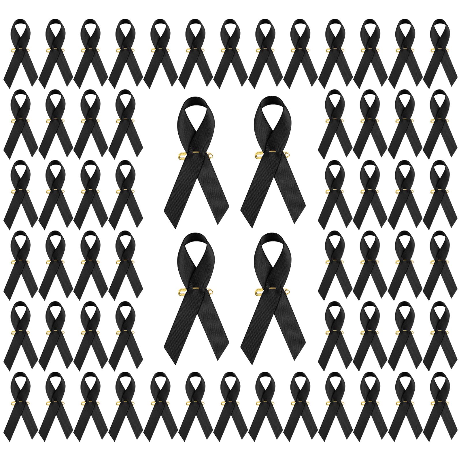 200 Broches Ruban Gris 7,5x4cm - Épingles Sensibilisation Cancer Cerveau Parkinson - Soutien Et Cadeau