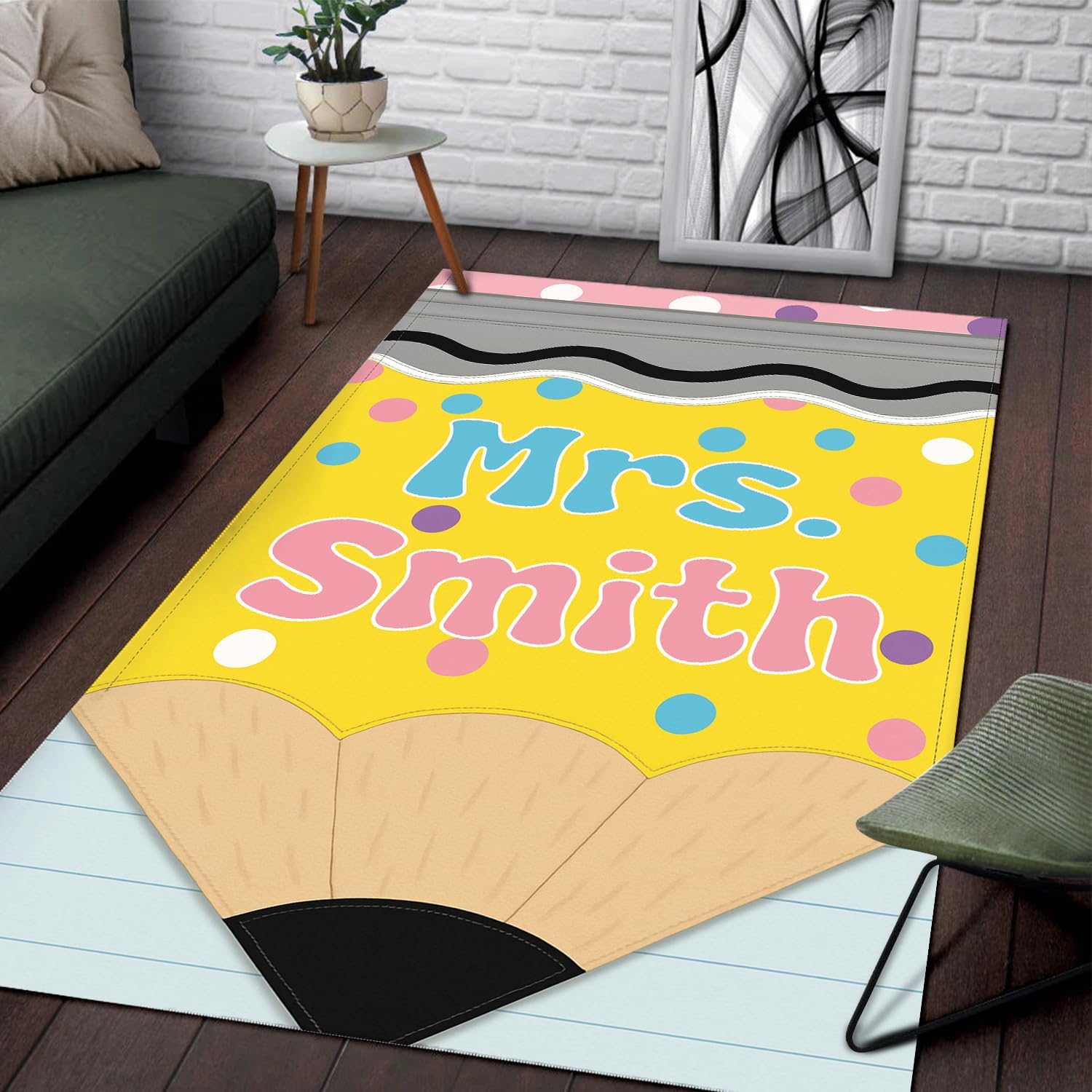 Personalized Pastel Classroom Rugs Elementary – in This Classroom You are Loved Motivational Teacher Area Rug with Name Carpet with Bookshelf & Positive Words Back to School Decor