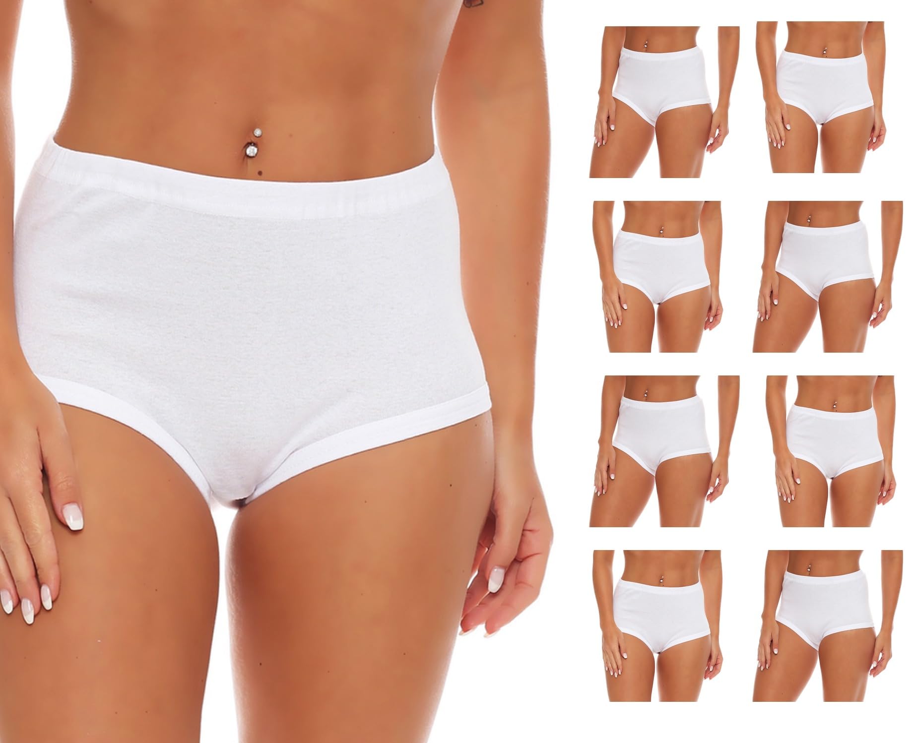Cocain underwear 4 | 8 | 16 | 24 Damen Slip weiß 100% Baumwolle ohne Seitennaht Kochfest trocknergeeignet