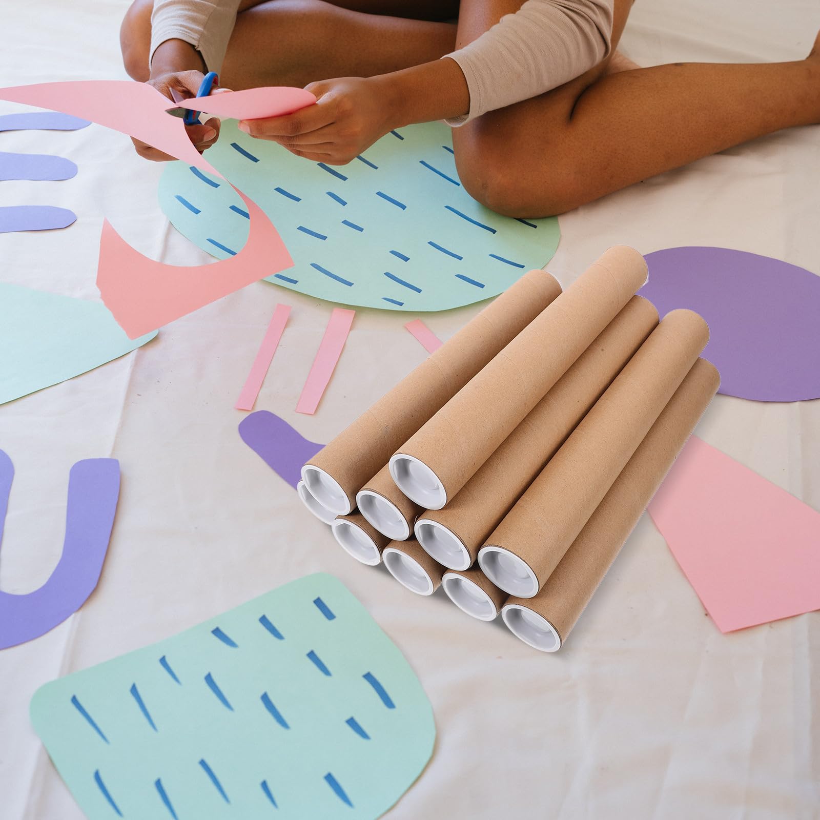 10 Pièces Lot de Tubes D'expédition en Papier Kraft avec Bouchons Tubes de Stockage Rigides pour Affiches Œuvres D'art et Documents pour Transport Sécurisé