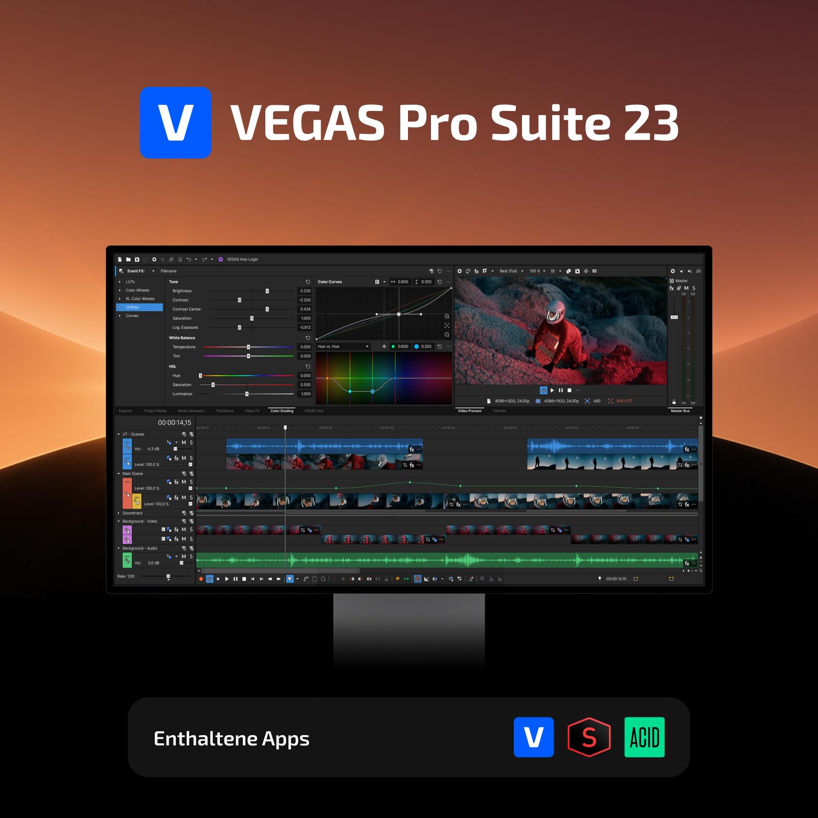 VEGAS Pro Suite 23 — All-in-one Suite for video, audio and post-production | Video editing software | Video editing program | Windows 11 PC | 1 license