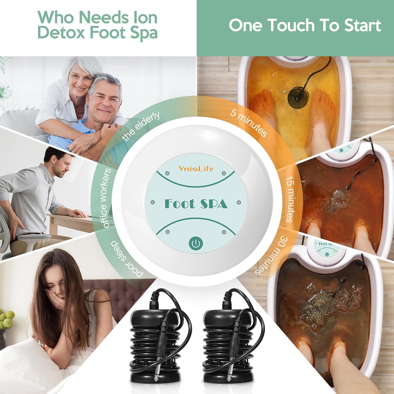 Ionic Foot Bath Detox Machine with Bag, Portable Foot Detox Machine, Ionic Foot Spa Ion Cleanse for Home Beauty Salon Spa with Arrays, 100 Liners - Image 3