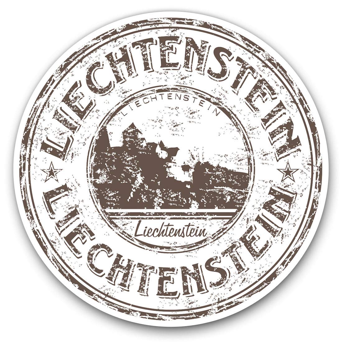 Destination Vinyl Ltd Liechtenstein Europe Travel Stamp 7083 Vinyl Stickers (Set Of 2) 7.5Cm - Liechtenstein Europe Travel Stamp #7083