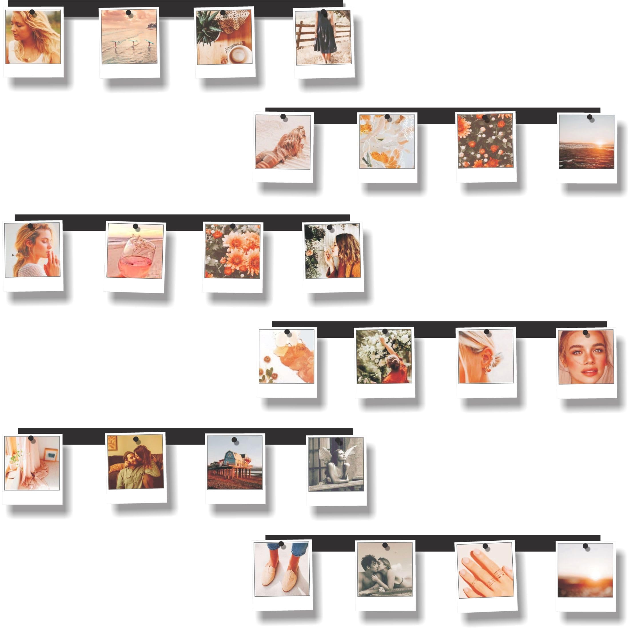 6 Magnetic Wall Hanging Photo Display Frames - Decorative Collage Picture Holder Photo Hanger - Room Wall Decor - Sculptural Picture Frame Collage - 24 Magnets