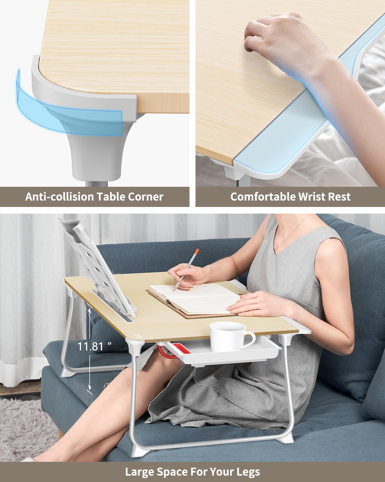 Laptop Tafel Lade, Ontbijt Bed Dienblad, Computer Laptop Stand Opvouwbare Kleine Tafel, Verstelbare En Opvouwbare Eenvoudige Computer Tafel Met Lade (Color : Grey, Size : 55 * 34 * 23cm Laptop Tafel Lade, Ontbijt Bed Dienblad, Computer Laptop Stand Opvouwbare Kleine Tafel, Verstelbare En Opvouwbare Eenvoudige Computer Tafel Met Lade (Color : Grey, Size : 55 * 34 * 23cm