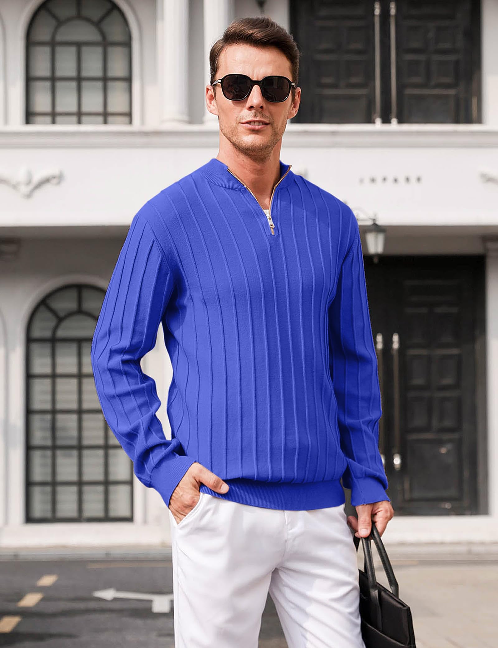 iClosam Maglione Uomo Invernali Collo Alto con Zip Pullover Giacca in Maglia Maglione Pullover Invernale Tenere Caldo