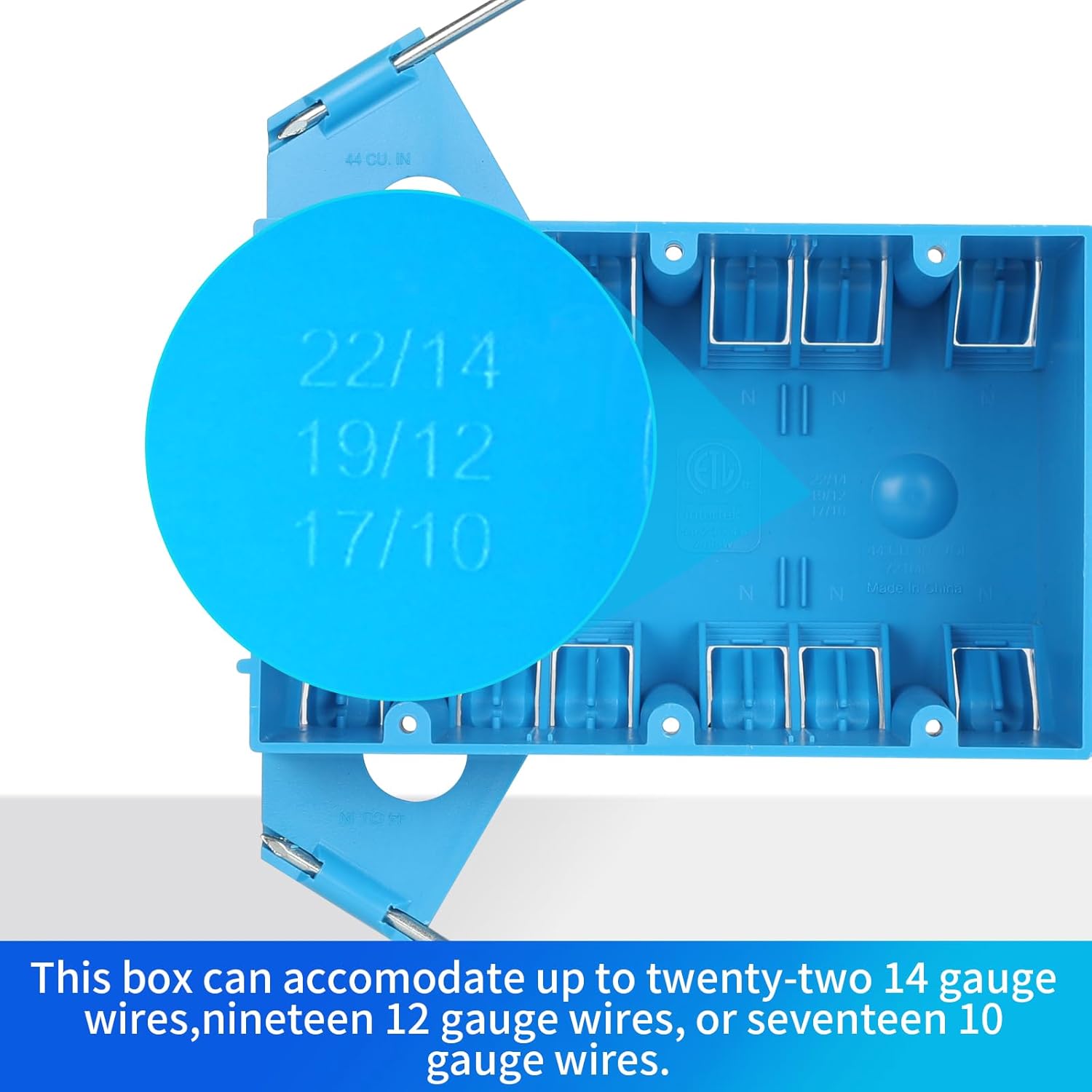 XIUTE (Pack of 6) 3 Gang Electrical Outlet Boxes Plastic Blue Drywall Outlet Box，Captive Nails and Living Hinges, 44 cu. Inches，ETL Listed