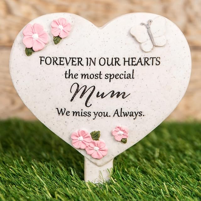 Widdop & Co Graveside Memorial Stake - Mum - Dad - Gravestone Grey Marble Effect (Mum)