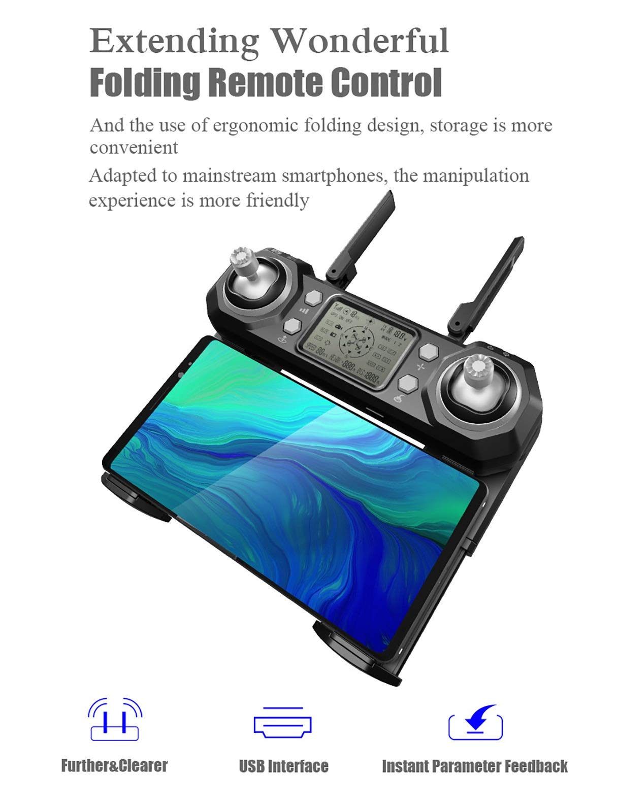 Składany dron GPS z kamerą 4K HD, Quadcopter 5G FPV RC, silnik bezszczotkowy 7-stopniowy wiatroszczelny, automatyczny powrót do domu, Follow Me, 30 + 30 minut czas lotu (kolor: biały)