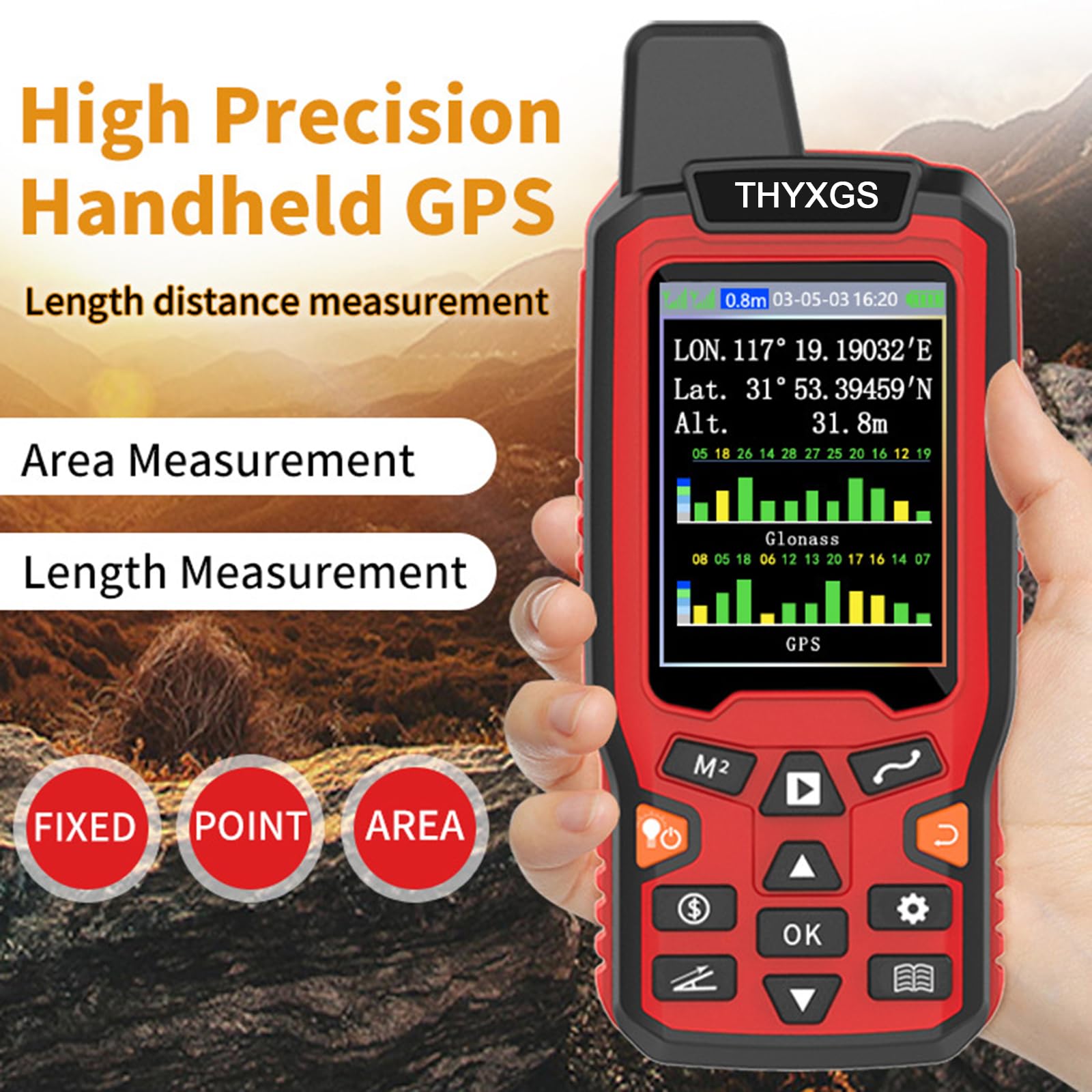 Mapeador GPS Portátil De 2.4", Instrumento De Medición De Terrenos, con Vehículo para Pendientes Y Modo De Fijación Manual, Visualización En Tiempo Real De Área/Longitud/Acres, para Ranchos