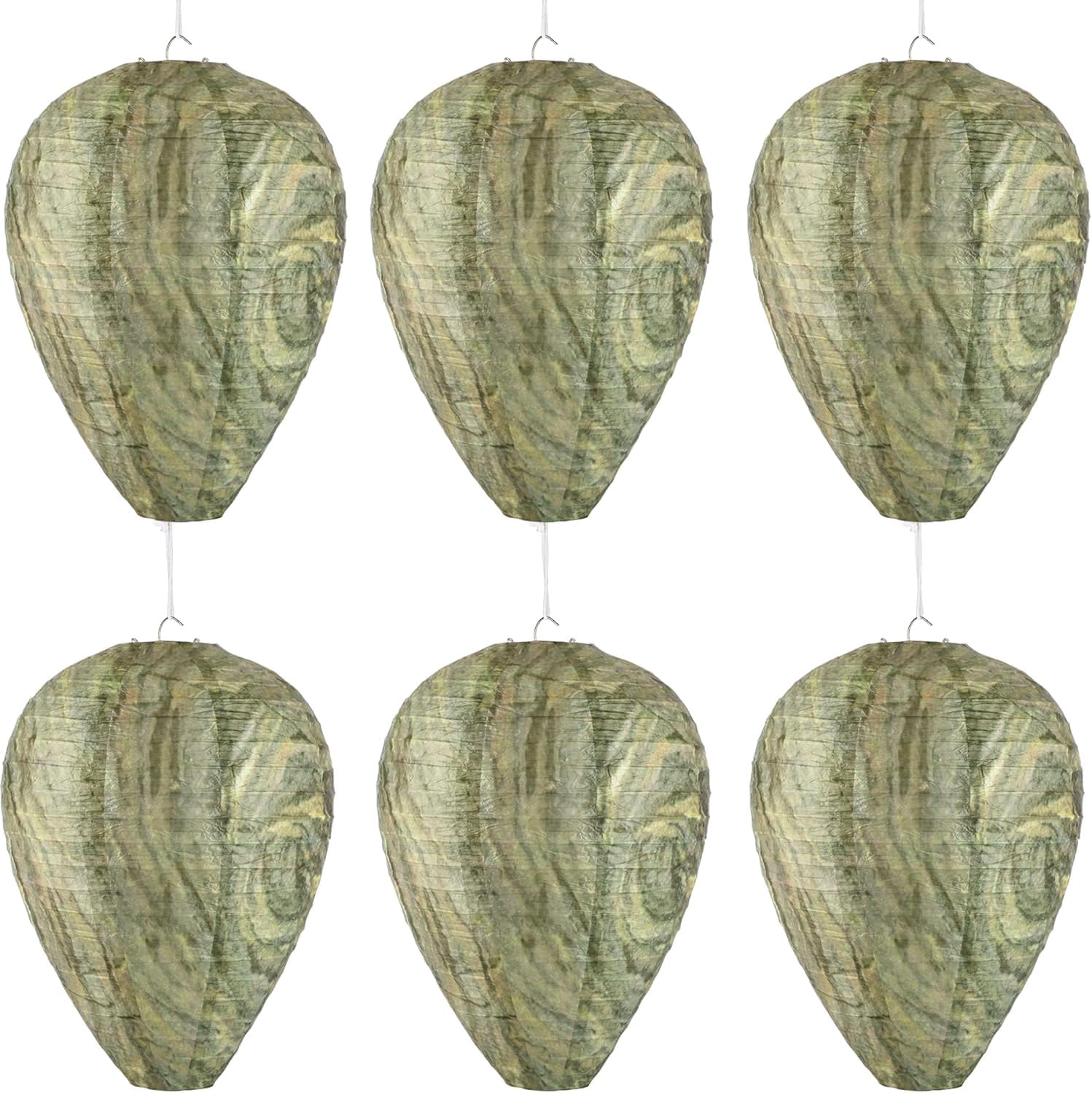 DECYOOL 6 Pack Paper Wasp Nest Decoys Hanging Wasp Repellent Deterrent for Wasps Hornets Yellow Jackets