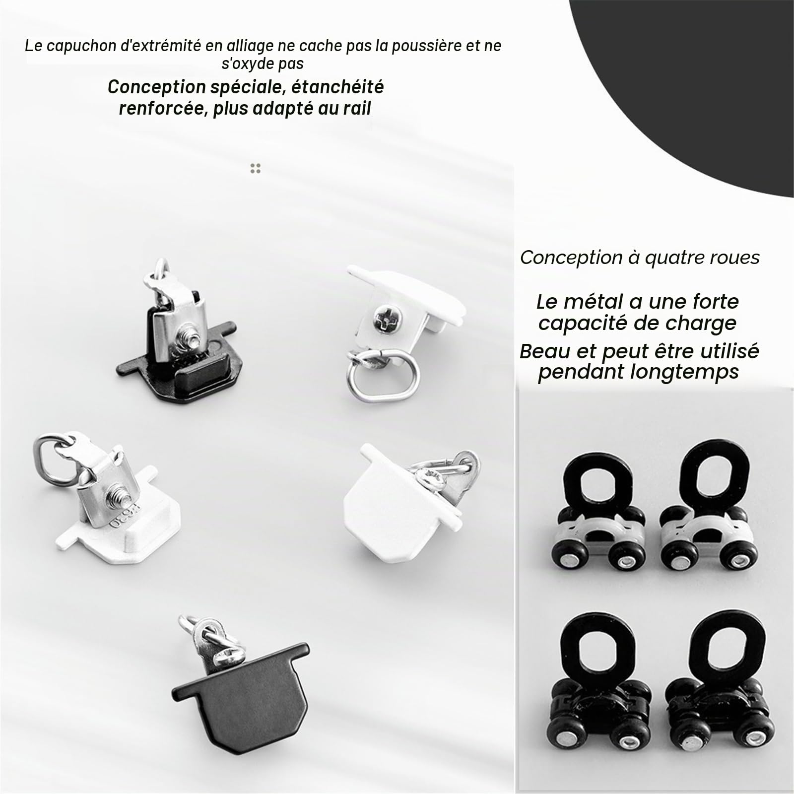 Rail De Plafond Caché, Rail De Rideau En Aluminium Encastré, Tringle À Rideau Robuste Avec Rouleaux Lisses, 100-600 Cm, Noir(Blanc,240cm/7.9ft(2 * 120cm))