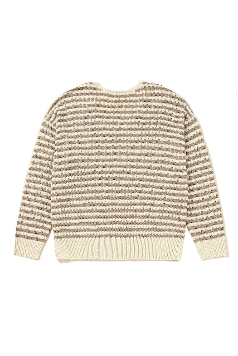 Womens Khaki Stripe Plus Size V-Neck Drop Shoulder Sweater Casual Daily Wear for Fall Comfort