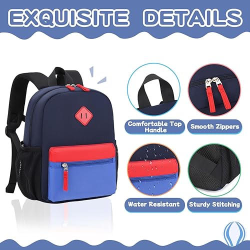 Miniatura 6 de BEEXS Mochila para niños pequeños, mochila preescolar para niños y niñas, mochila pequeña para jardín de infantes para 1-3 años, azul, azul marino
