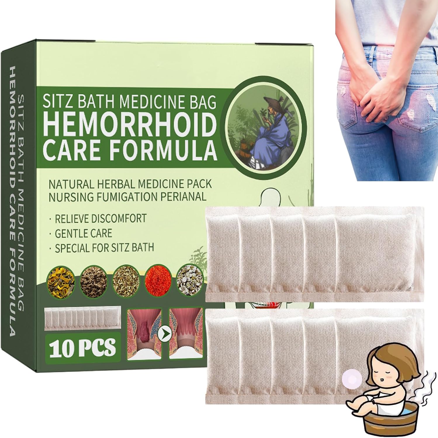 SolaceLane Hemorrhoid Sitz Bath Pack,SolaceLane Bath Salts for