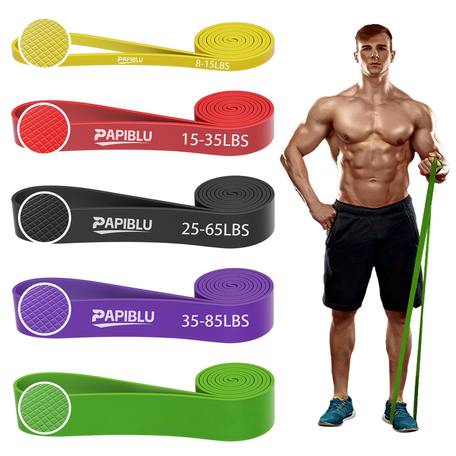 Pull Up Bands Resistance Bands Set for Pull-Up Assistance Exercise Bands with Door Anchor Grip Pads for Men