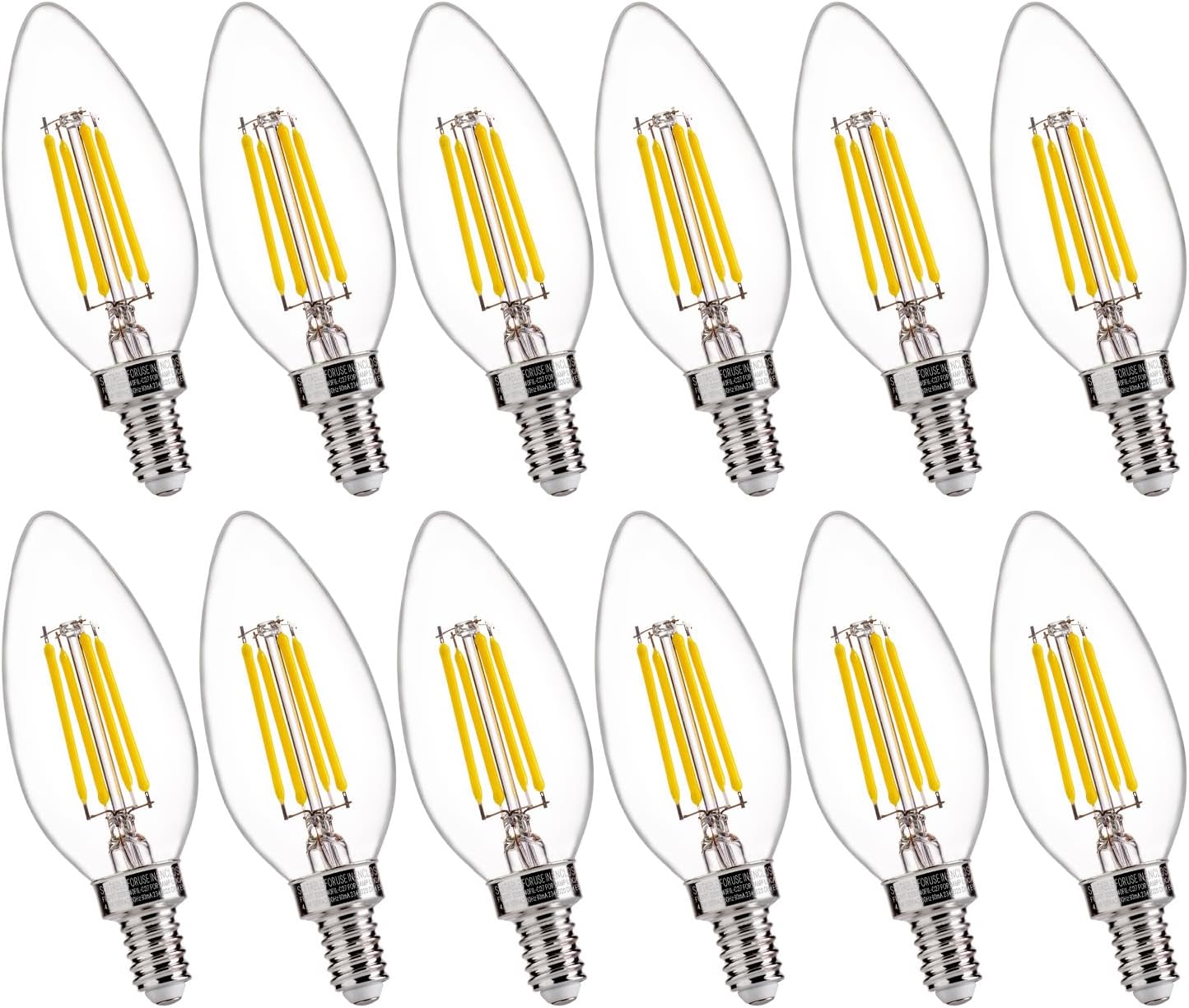 FLSNT 5000K Daylight B10 Dimmable LED E12 Candelabra Bulbs, 40W Equivalent LED Chandelier Light Bulbs, 450LM, Clear Glass Finishing, 12 Pack UL,CA65 Listed. FLSNT 5000K Daylight B10 Dimmable LED E12 Candelabra Bulbs, 40W Equivalent LED Chandelier Light Bulbs, 450LM, Clear Glass Finishing, 12 Pack UL,CA65 Listed.