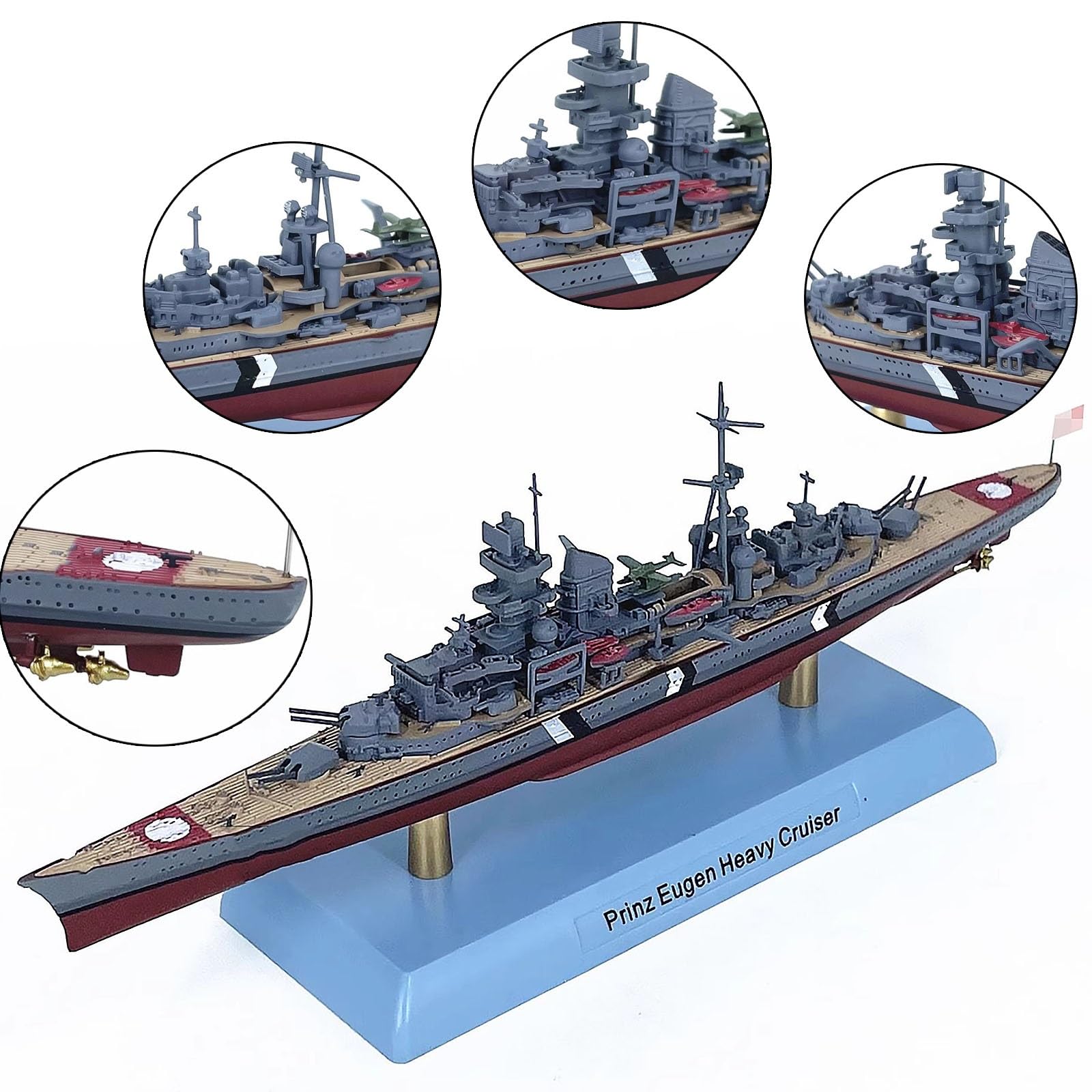 1:1000 Deutscher Schwerer Kreuzer Prinz Eugen, Simulations-Kriegsschiffmodell, klebstofffreie Farbtrennung, fertige Ornamente, militärische Hobby-Sammlungsgeschenke