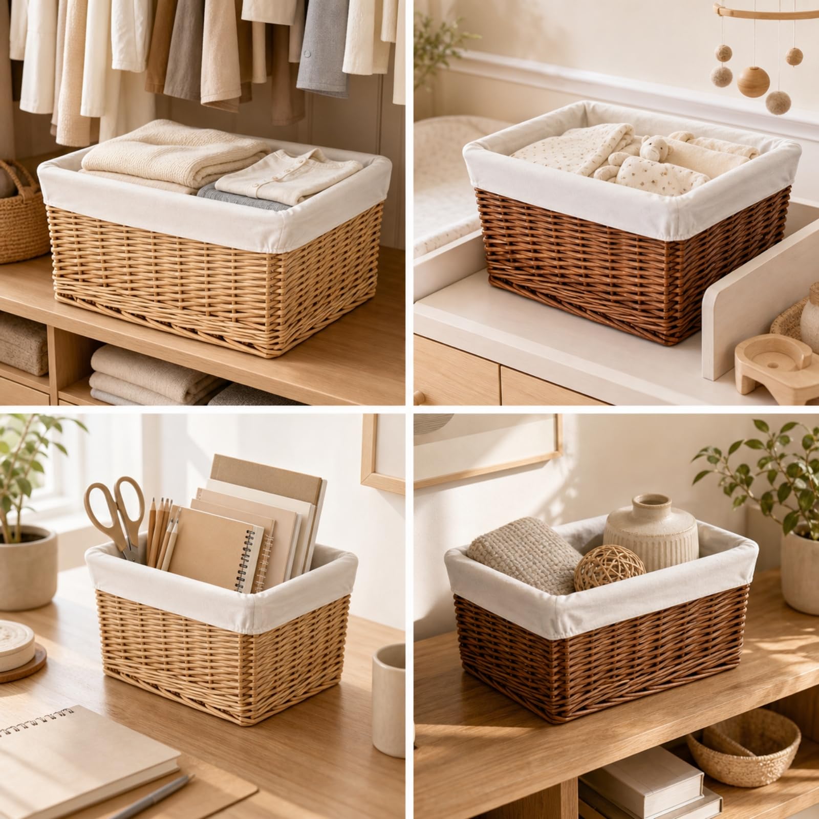 Gralara Corbeille Dblure Amovible | Tressé à la Main, Panier Dblure Amovible, Naturel, pr Chambre, Bureau, Brun, L