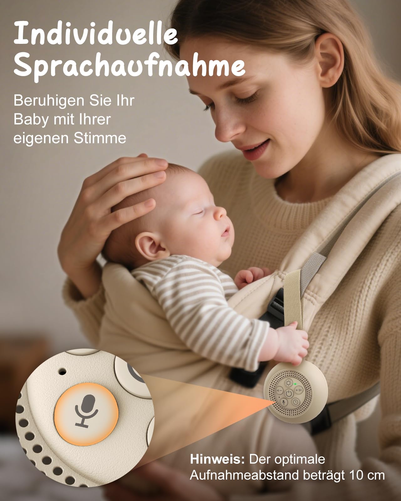 Babacom Tragbare White Noise Machine Baby mit Sprachaufzeichnung – 15 beruhigende Geräusche, weißes Rauschen Lautsprecher Zum Schlafen mit Nachtlicht & Timer Funktion für Babys, Musikinstrumentzubehör