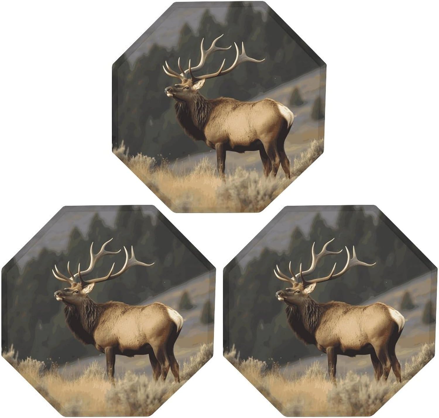 Ctagon Metal Sign for Home, Modern Display Plate for Kitchen, Bull Elk Plates Accent Hanging Wall Decorations 3PCS for Living Room, Bedroom, Hallway, Hotel