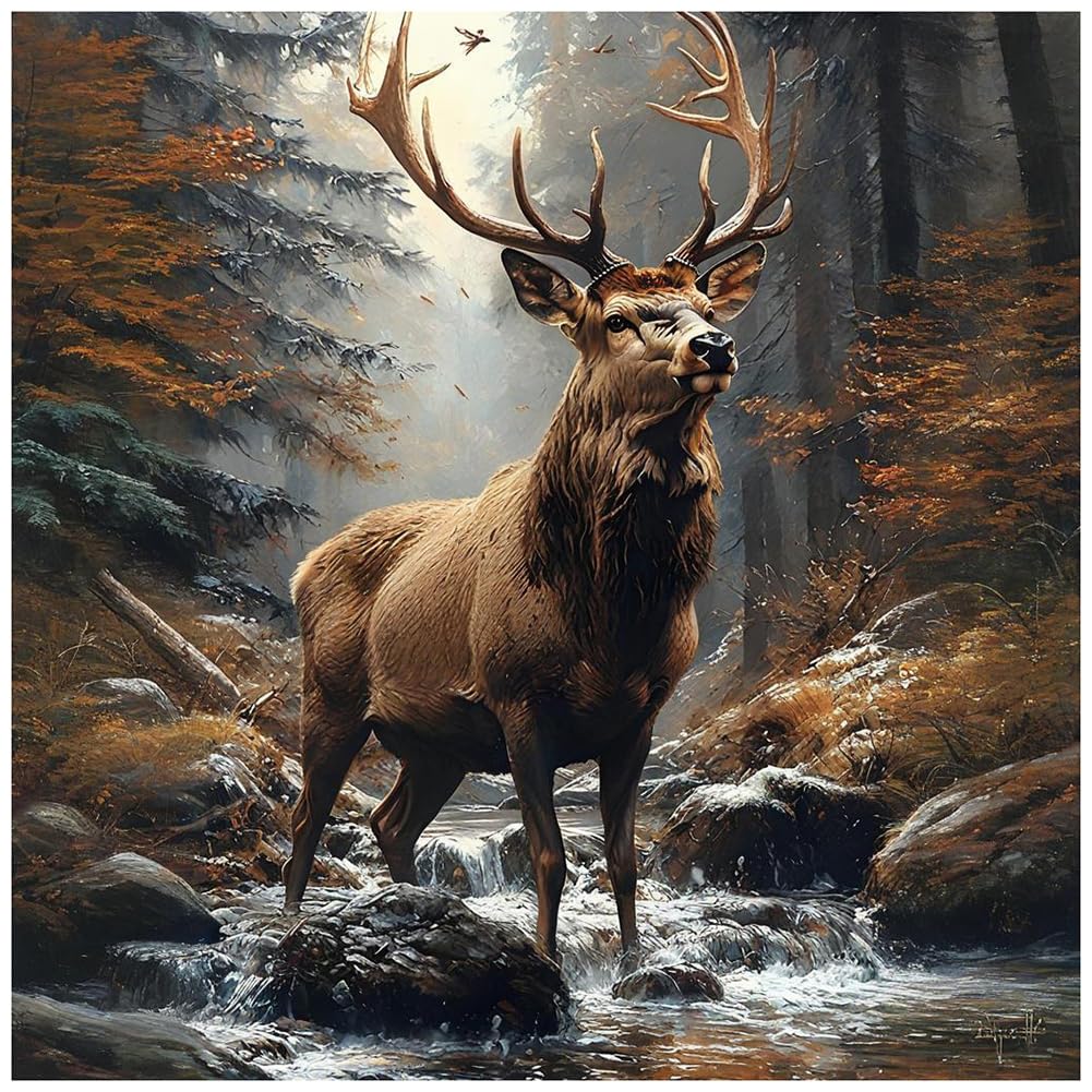 DIADAY 5D Deer Diamond Painting Kits for Adults, Animal Diamond Art 30x30cm