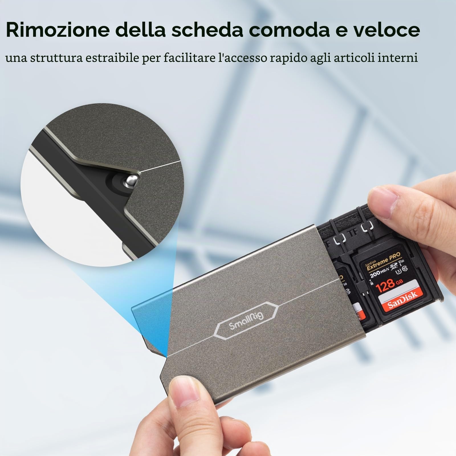 SMALLRIG Memory Card Case Custodia per Scheda di Memoria a 9 Slot Archiviazione - 2832B