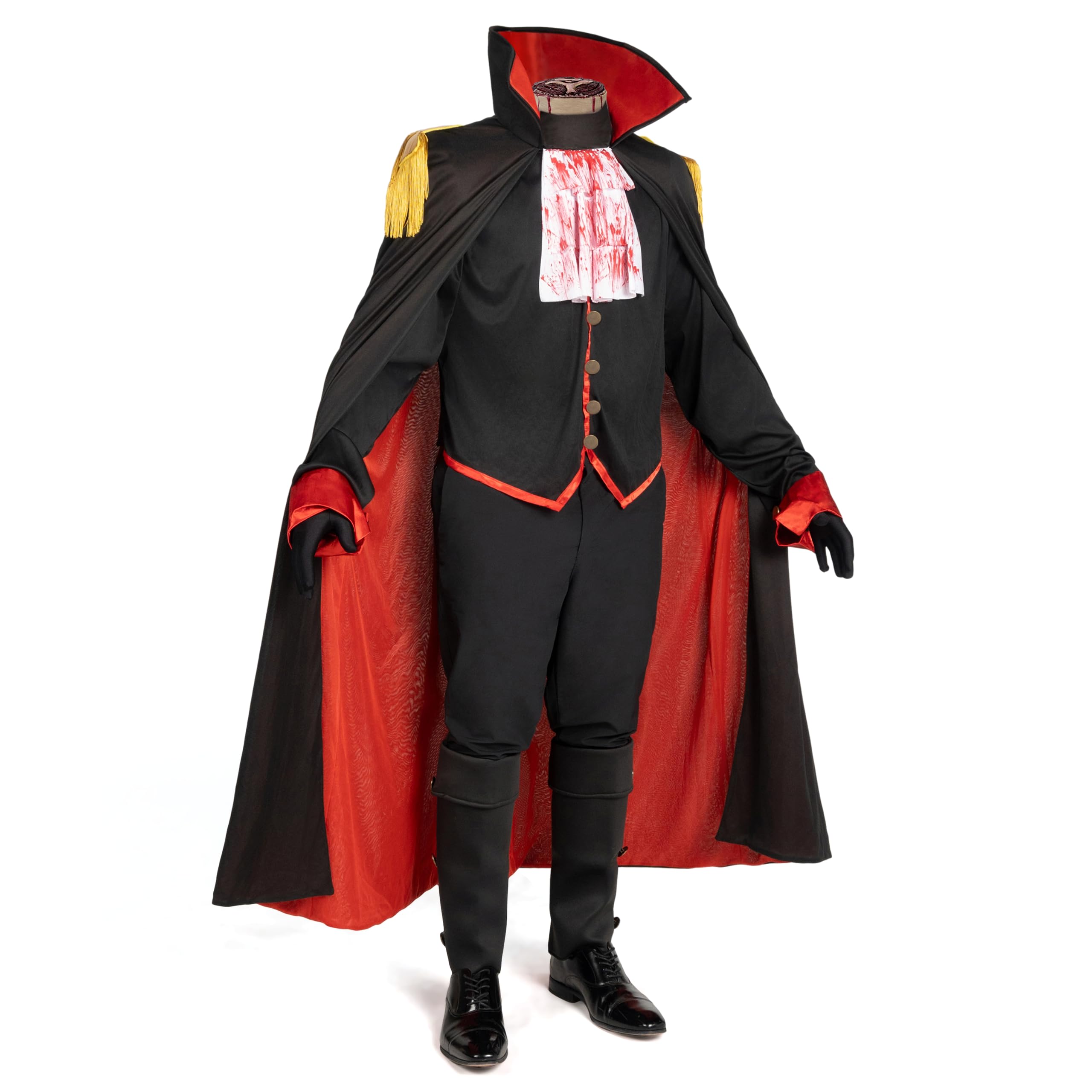 Spooktacular Creations - Disfraz de jinete sin cabeza para adulto, incluye chaleco con capa, capucha, fundas para botas, guantes para hombre