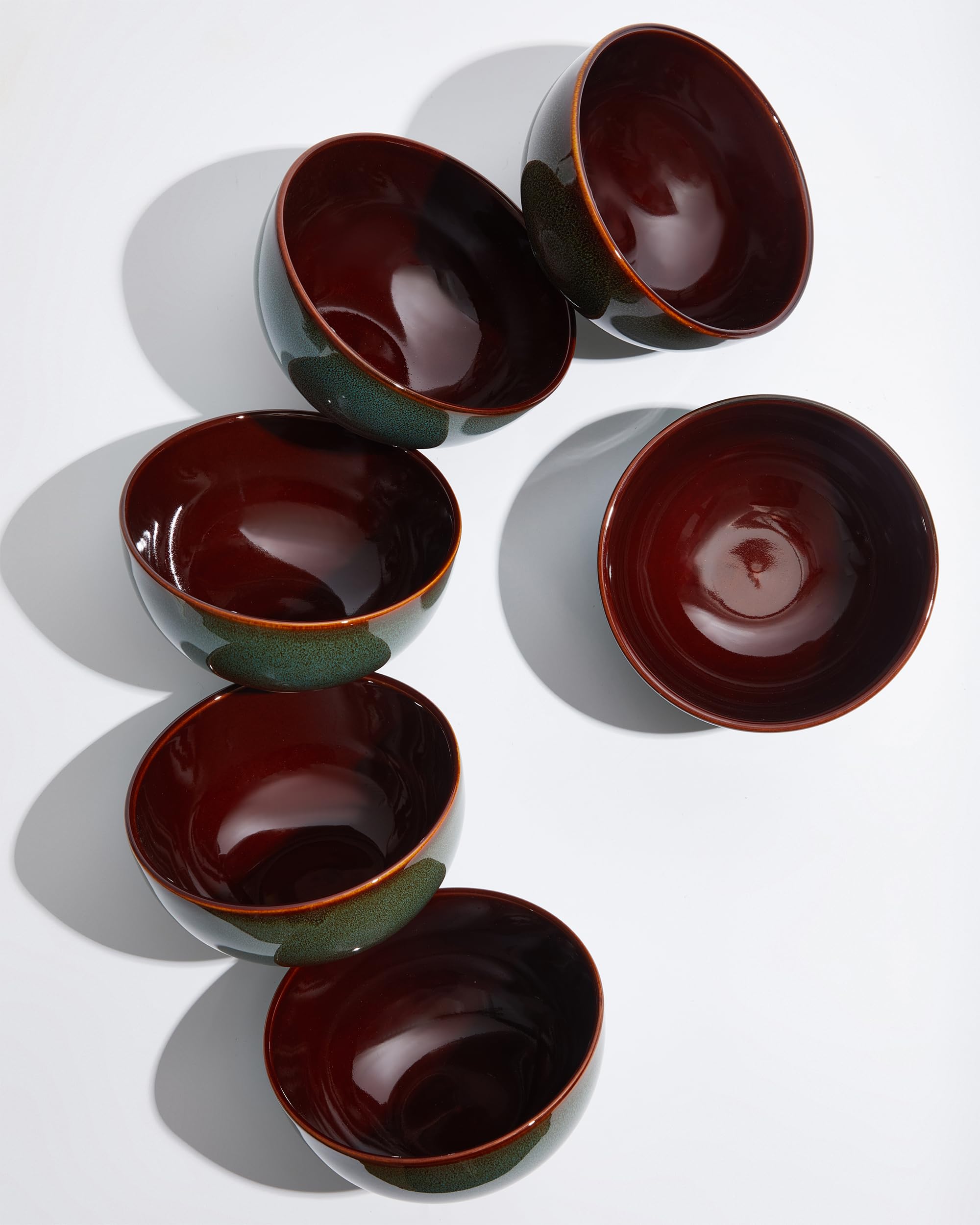 Pokini 5.5inch Stoneware Cereal Bowls Set of 6, 22 Oz Soup Bowls Set