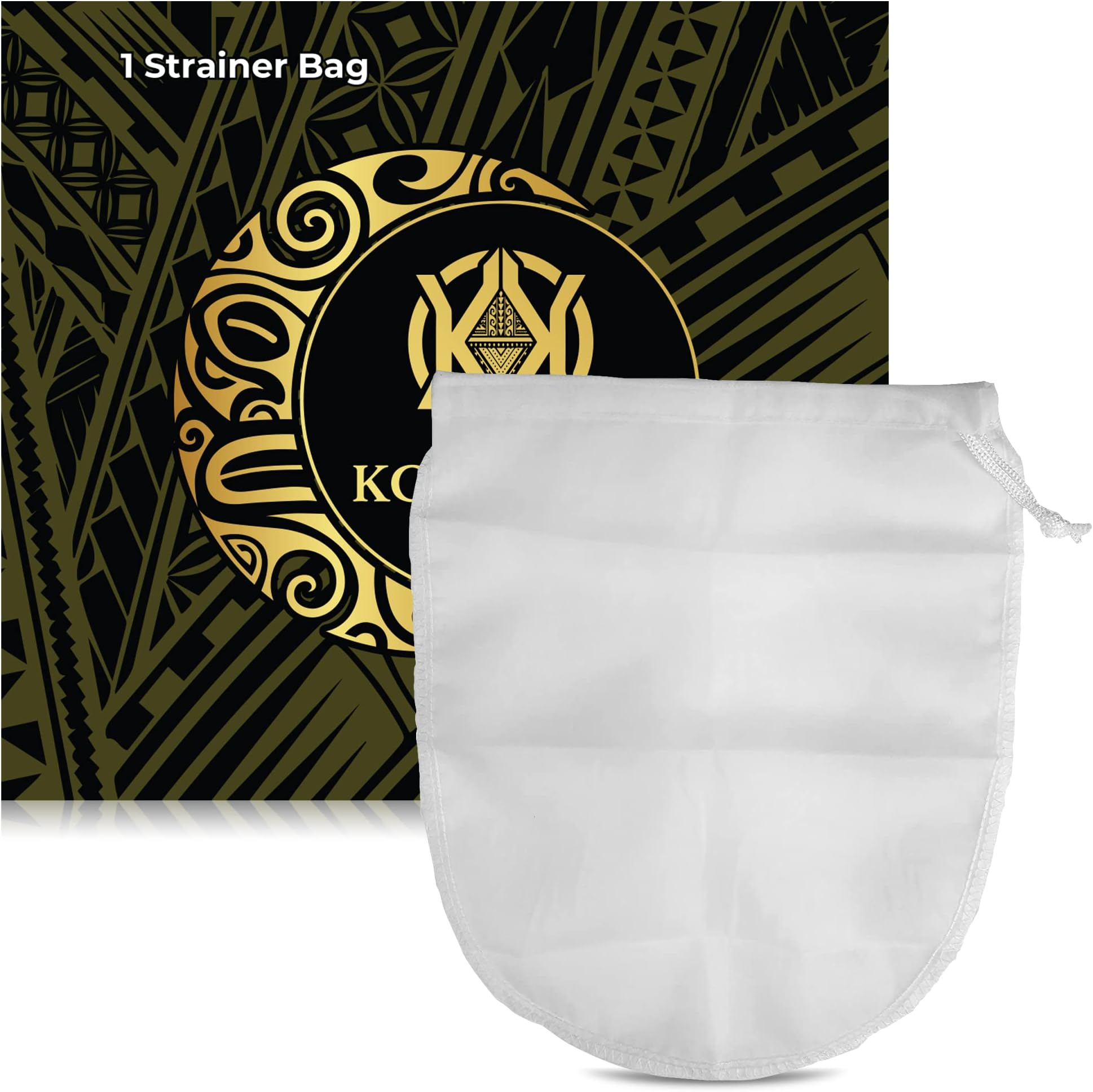 Traditional Kava Strainer by Koa Kava - Food-Grade Nylon Bag - 100 Micron Mesh - Drawstring - Strong Reusable - 10 x 12 inch