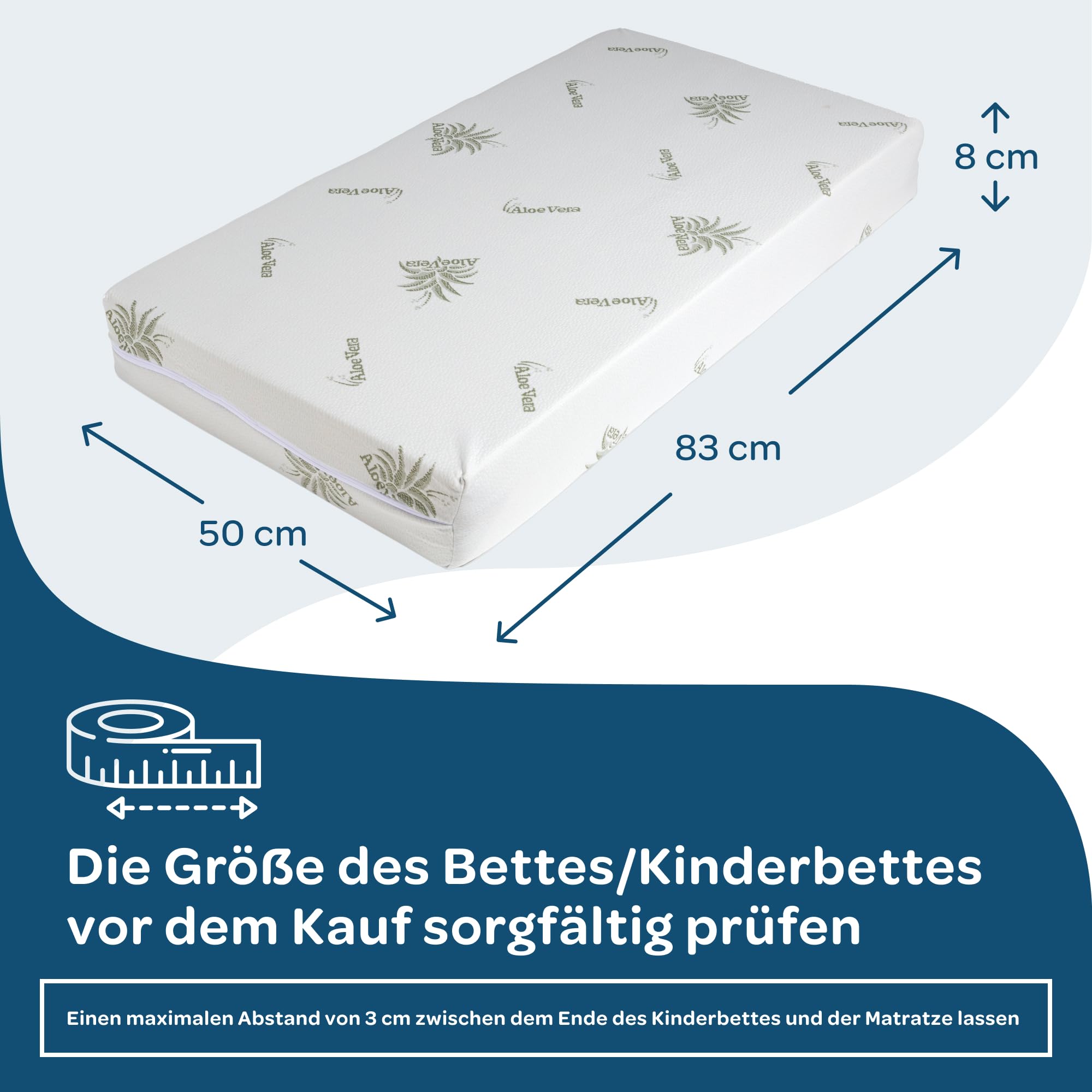 DOLCI SOGNI Stubenwagen Matratze 50x83 cm - Beistellbett Chicco next2me - 100% Made in Italy - Oeko-TEX® & CertiPUR™ - Baby Matratze mit waschbarem Aloe-Vera-Bezug