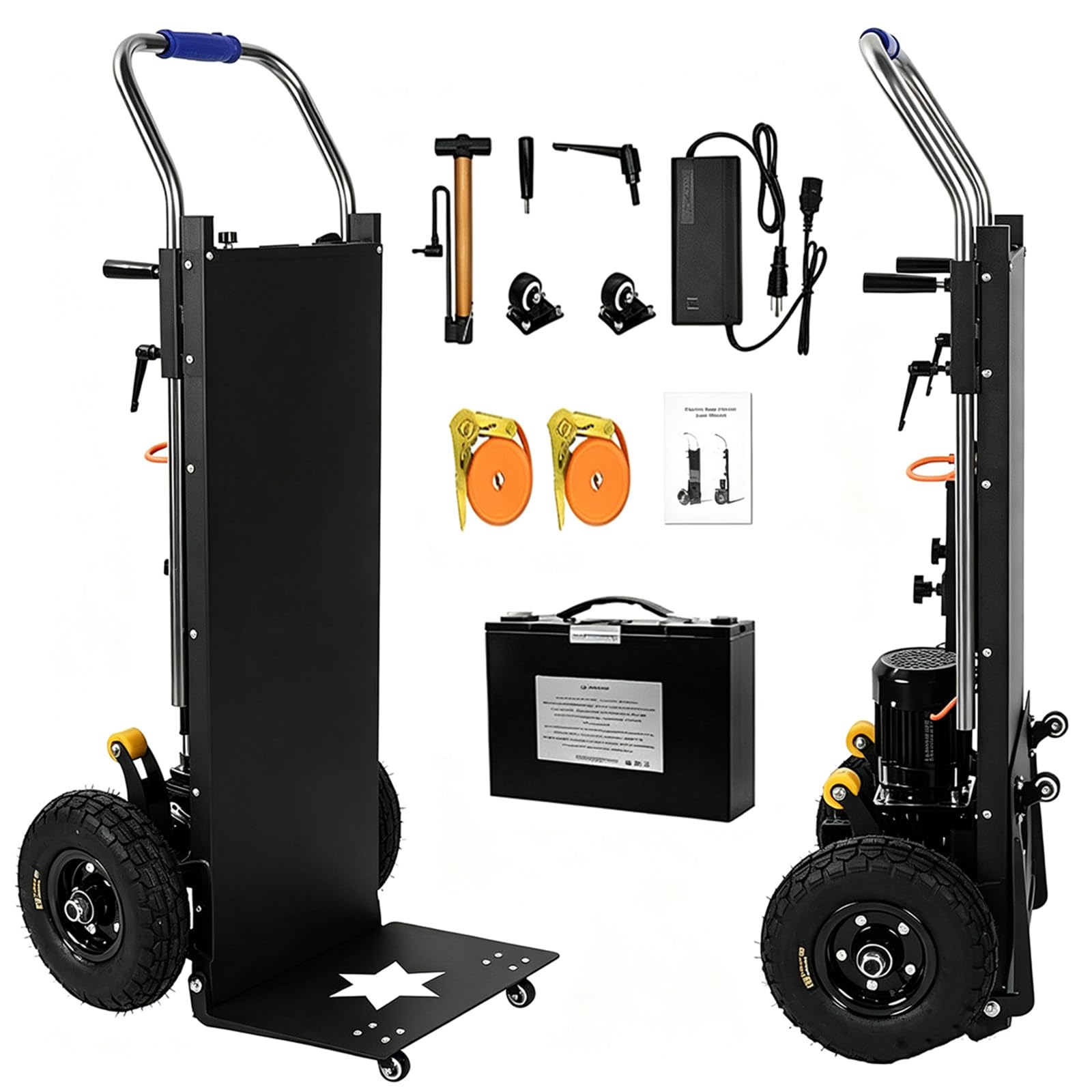 1500W Elektrischer Treppensteiger, Elektrische Sackkarre 500 Kg Tragkraft mit Bürstenloser Motor, Stair Climber mit Teleskopgriff Für Familienumzüge Lager,0