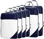 Komugi Compression Packing Cube 6 set, Mesh Travel Luggage Packing Organizer Accessories,2 Sizes 2L+4M Expandable Packing Cubes(Grey)