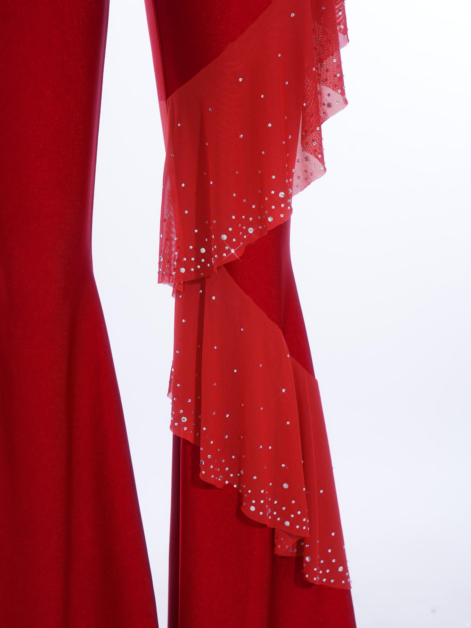 Costume Ginnastica Donna Tutto Corpo Tuta Acrobazia Lungo Senza Maniche Con Strass E Glitter Tuta Ballo Pantalone Largo Jumpsuit Costume Pattinaggio