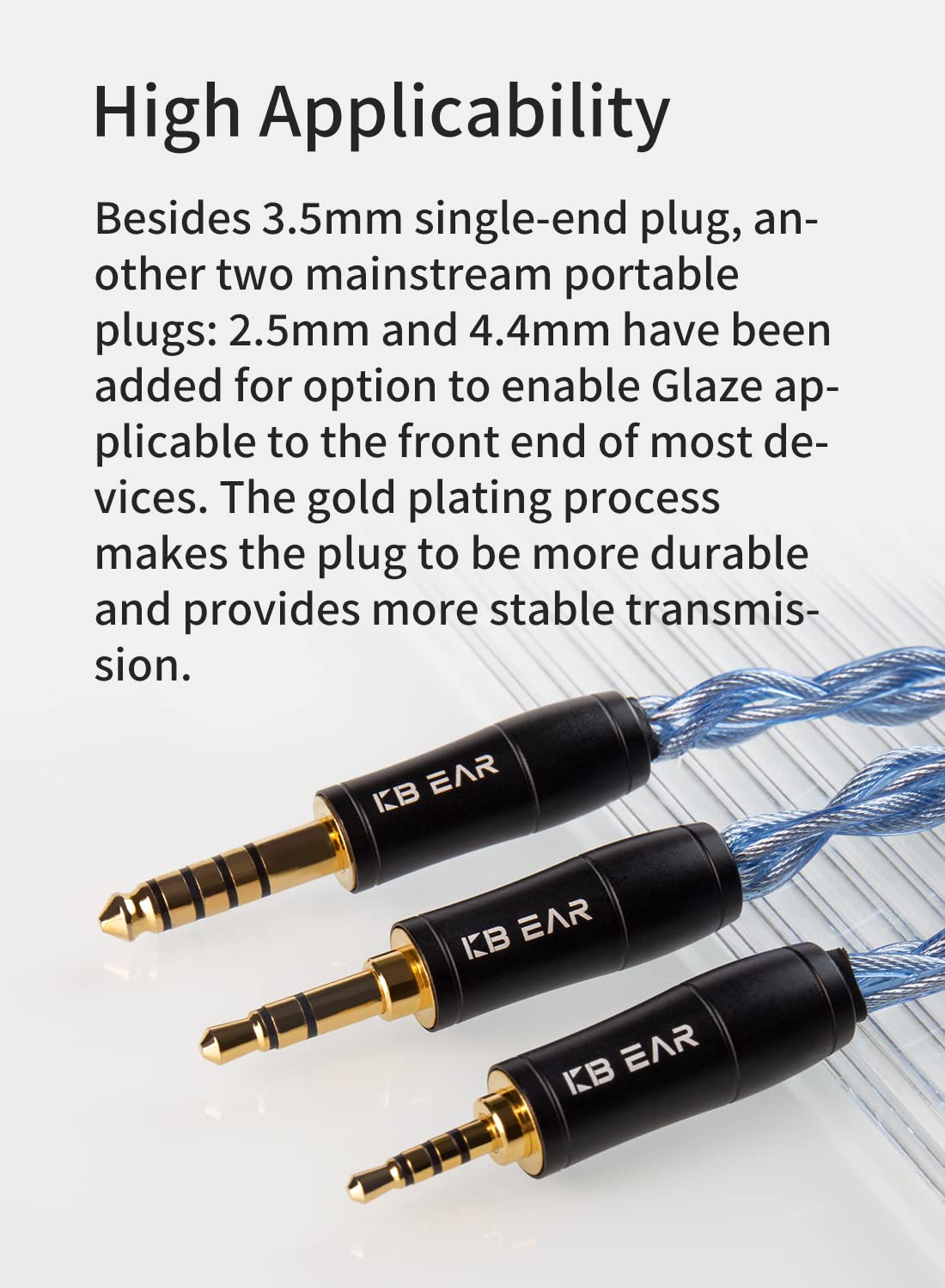 keephifi Earphone Cable, KBEAR【Glaze】 4Core Silver-Plated OFC Audio Upgraded Cable for ZS10, ZS10 PRO, ZST, ZST-X (2.5, 2PIN)