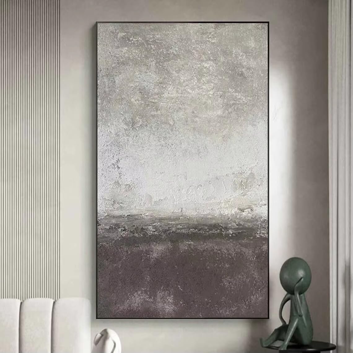 DFZEWKI Brown Black Painting Mural Brown Beige Black Abstract Painting Modern Abstract for Living Room Home Decor(40x80cm(16x31in)/No frame)