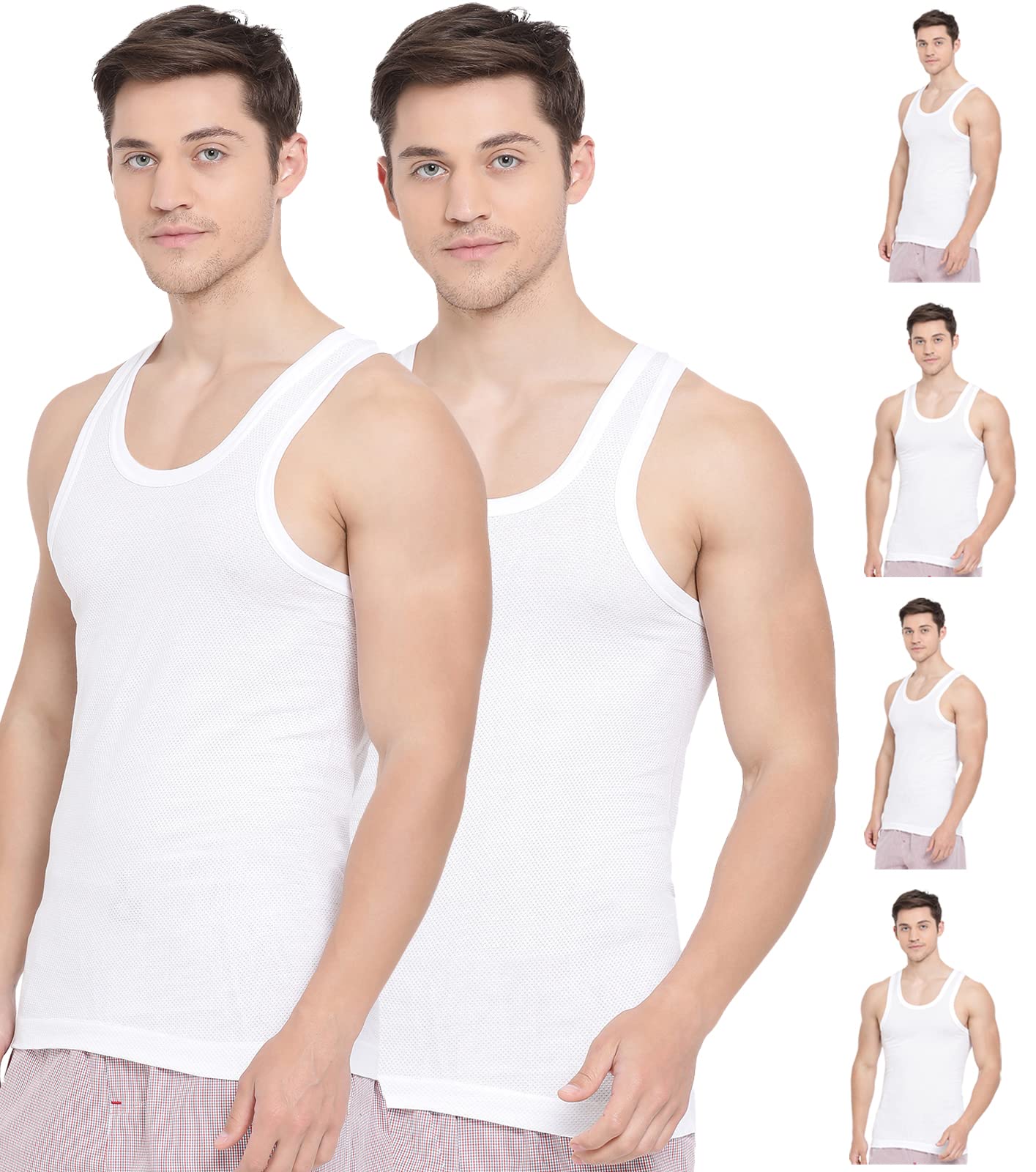 Air-Cool Cotton Scoop Neck Sleeveless Men's Vest - Pack of 6 (#Air-Cool-White-RN)-image-37