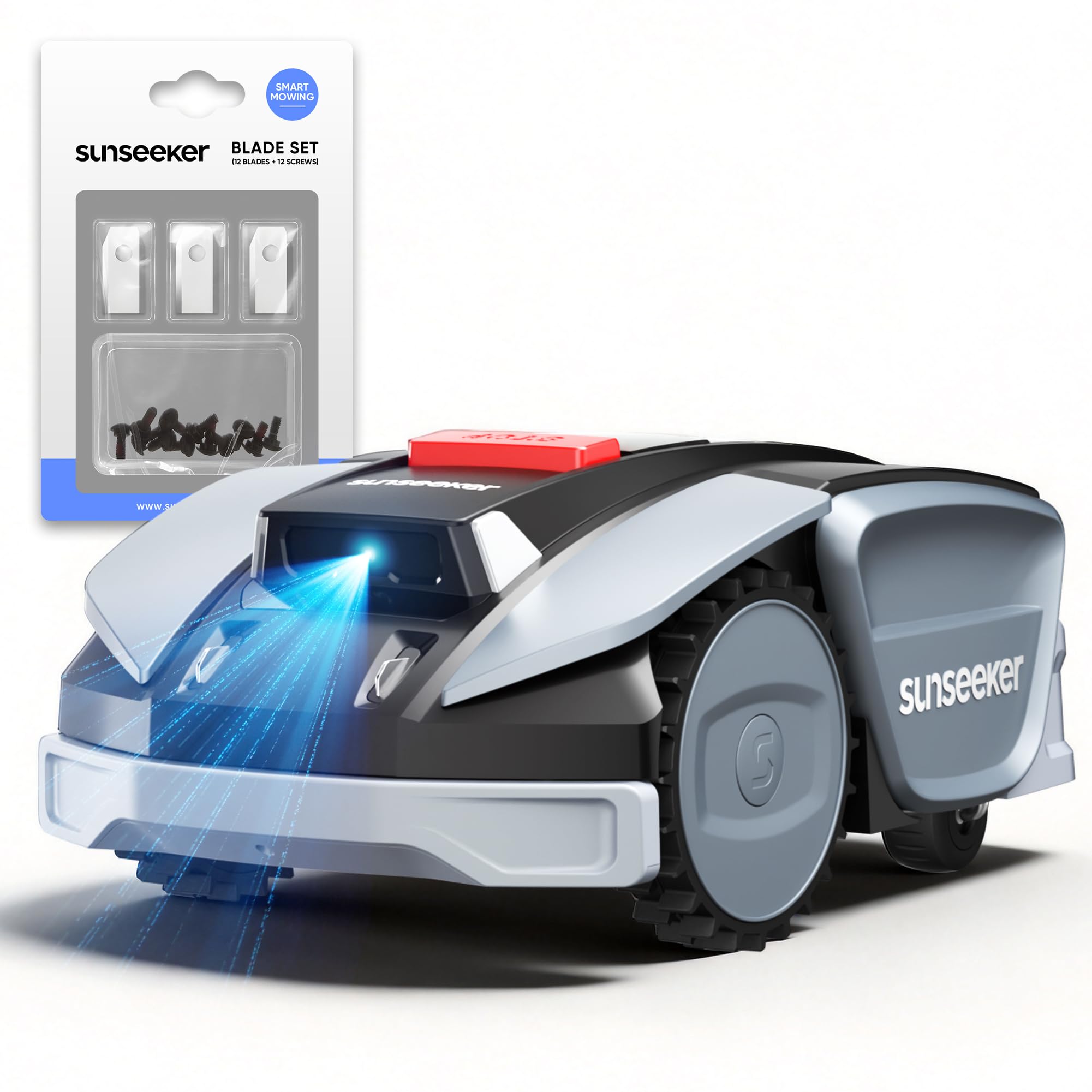 Sunseeker S3 Robot Tagliaerba Senza Filo, RTK + Vision AI, 800 m² + Set di 12 Lame Universali