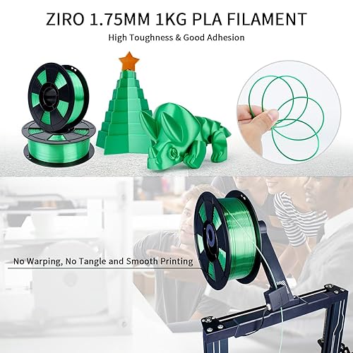Miniatura 4 de ZIRO Filamento de impresora 3D, filamento PLA sedoso de 0.069 pulgadas, material de impresión 3D de seda brillante, se adapta a la mayoría de las
