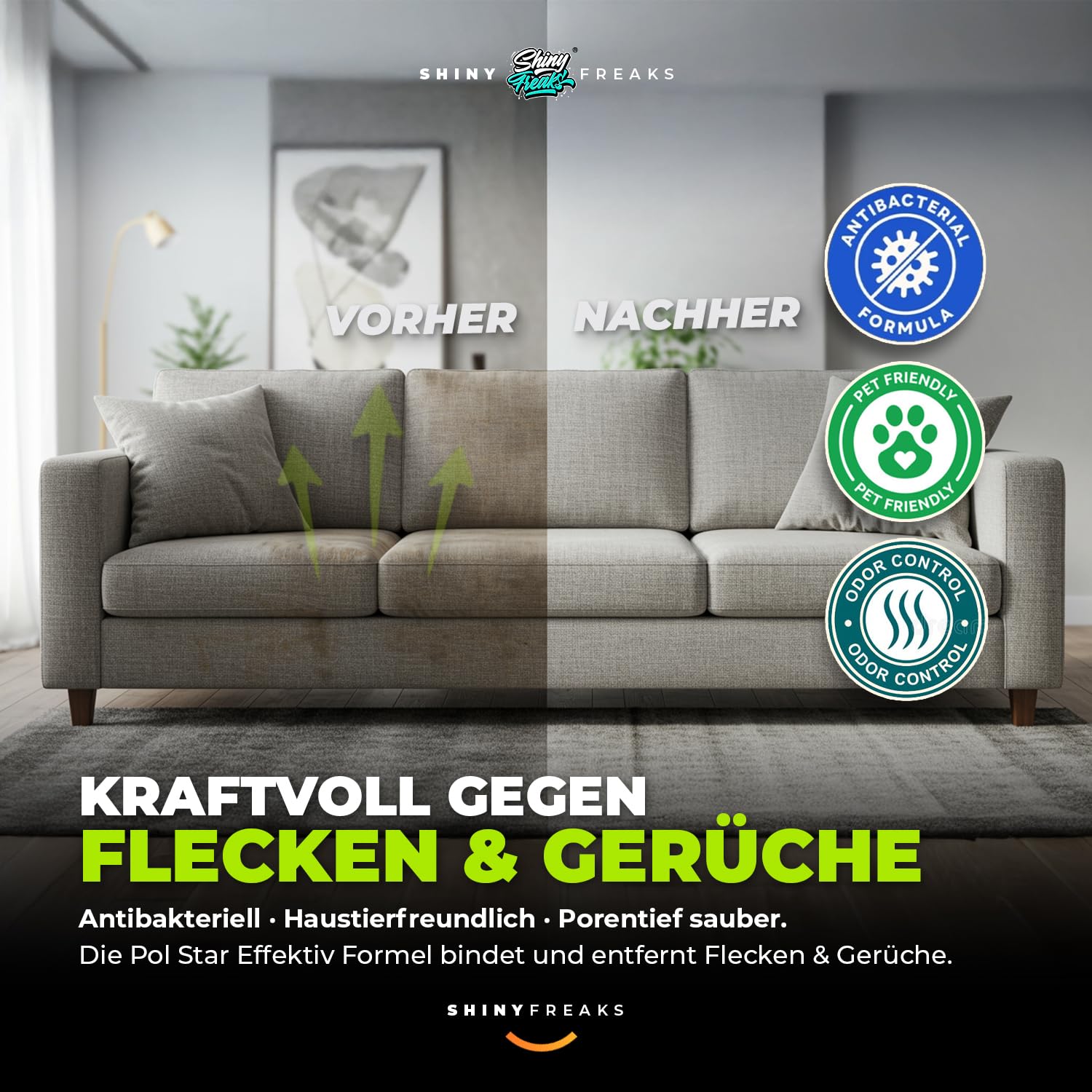 Pol Star Basic Set: Koch Chemie Pol Star Textil Leder Alcantara Reiniger 1L + Foam Bottle 150ml + Bürste + Mikrofasertuch 40×40 | Schaumauftrag für kontrollierte Reinigung & saubere Abnahme | 4-teilig - 5